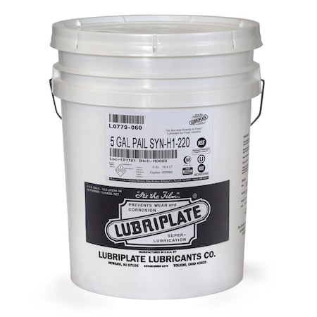 Lubriplate Syn-H1-220, 5 Gal Pail, H-1/Food Grade, Polyalkylene Glycol Chain Fluid, Iso-220 L0779-060